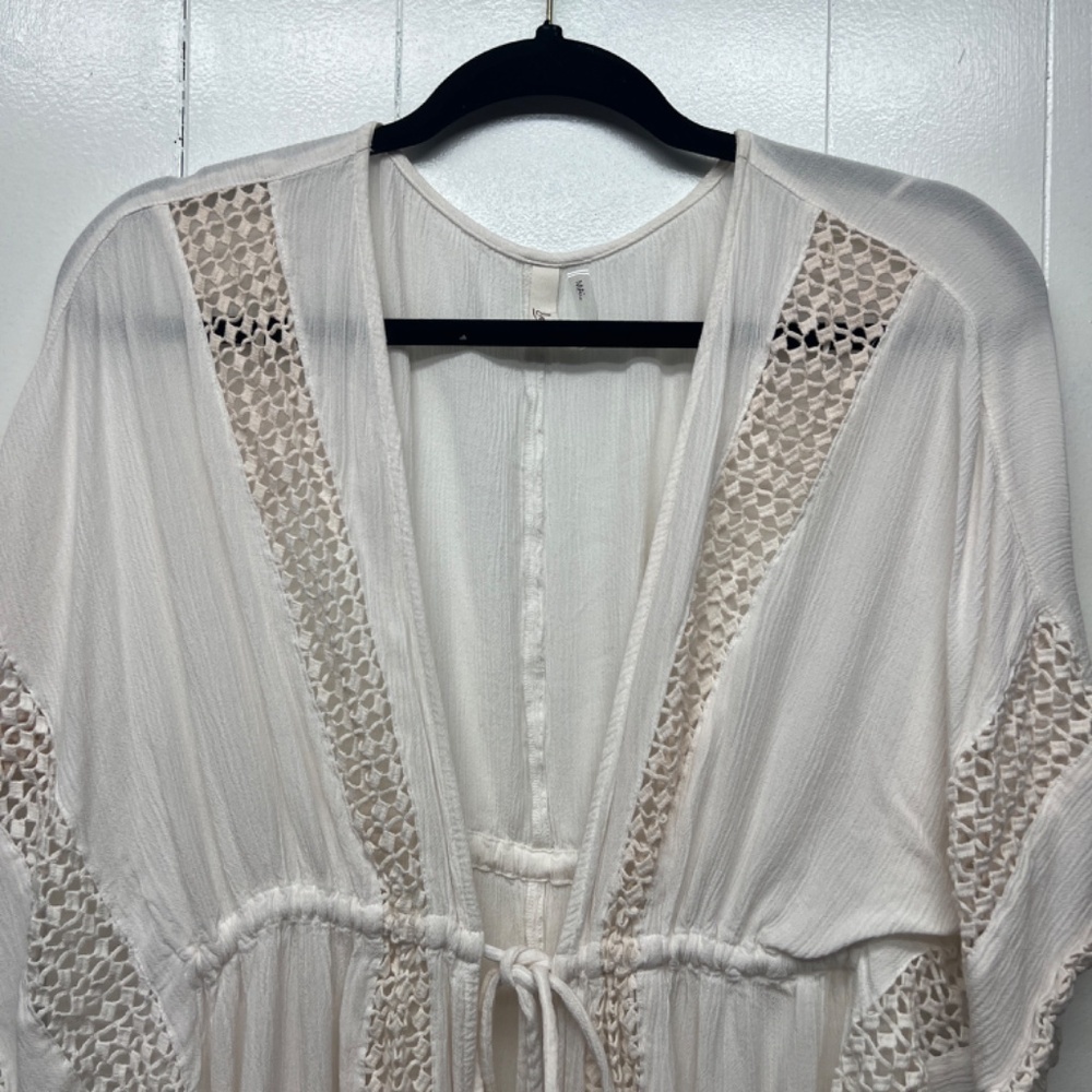 Elan Women's Embroidered Gauzy Bohemian Tunic Top Size Small Oversized Beachy - Picture 4 of 15